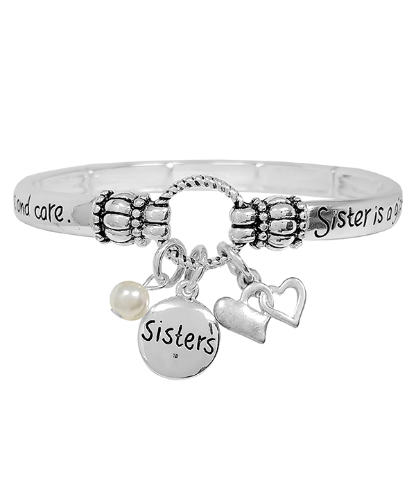 SISTER THEME CHARM STRETCH BRACELET