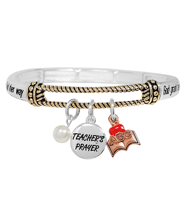 Teacher theme charm stretch bracelet