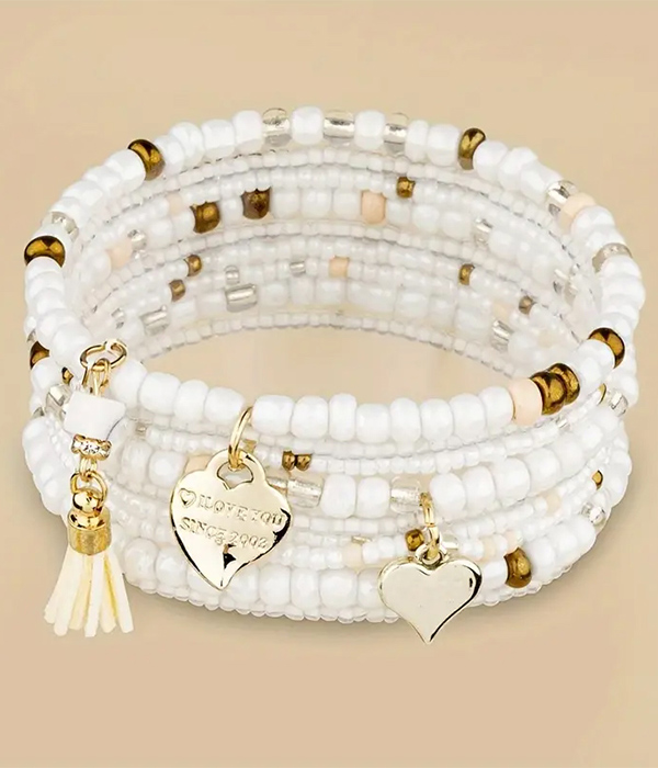 Multi seedbead stretch stackable bracelet set