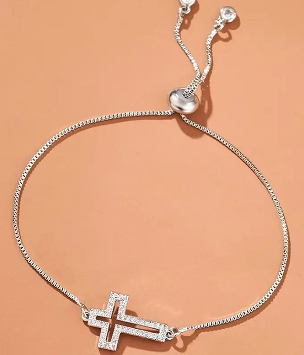 Rhinestone cross pulltie bracelet