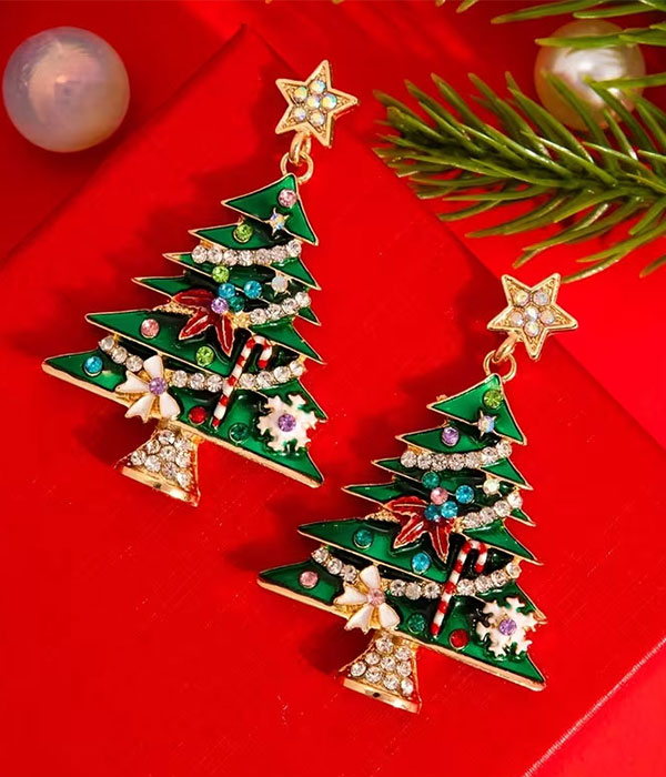 Christmas tree earring