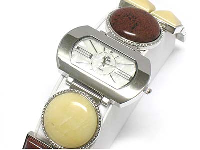 Natural stone deco big round face watch 