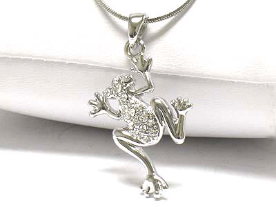 Made in korea whitegold plating crystal frog necklace