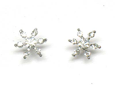 Made in korea whitegold plating crystal snow flake earring 