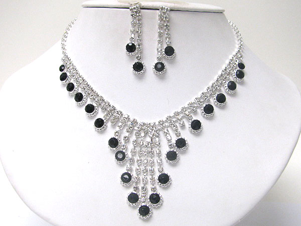 Crystal ball drop rhinestone necklace earring set