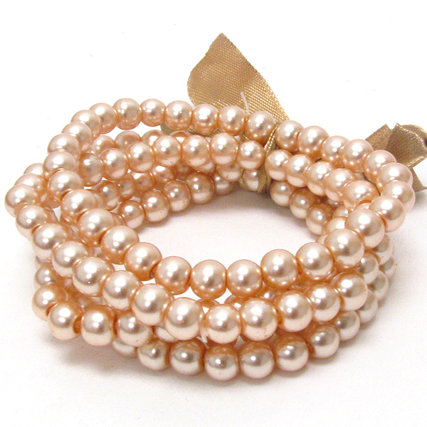 Multi pearl stretch bracelet set of 5