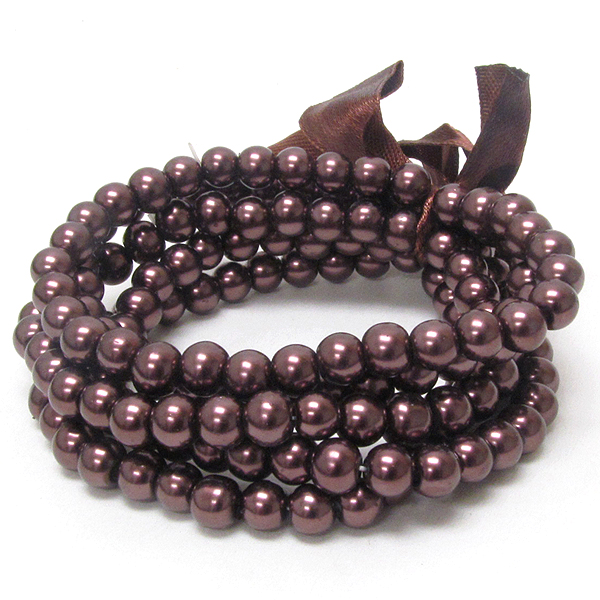 Multi pearl stretch bracelet set of 5