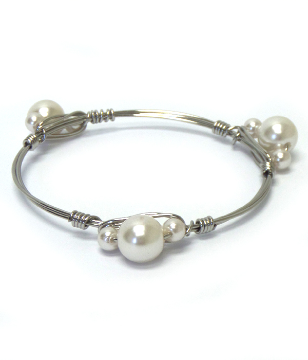 Pearl bourbon wire bangle bracelet