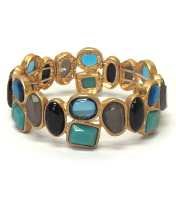 Natural shape bubble stone mix stretch bracelet