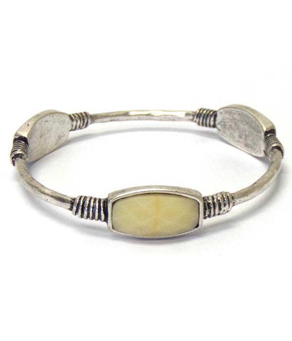 Triple facet stone bangle bracelet