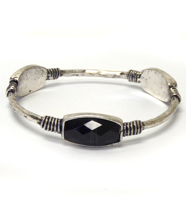 Triple facet stone bangle bracelet
