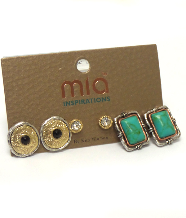 Natural shape earring set of 3