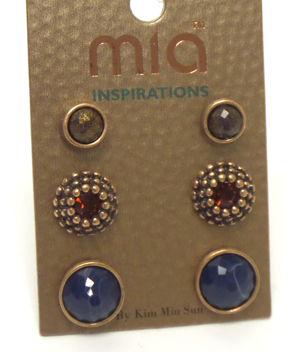 Antique style earring set of 3