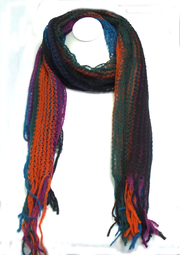 Multi color crochet winter scarf