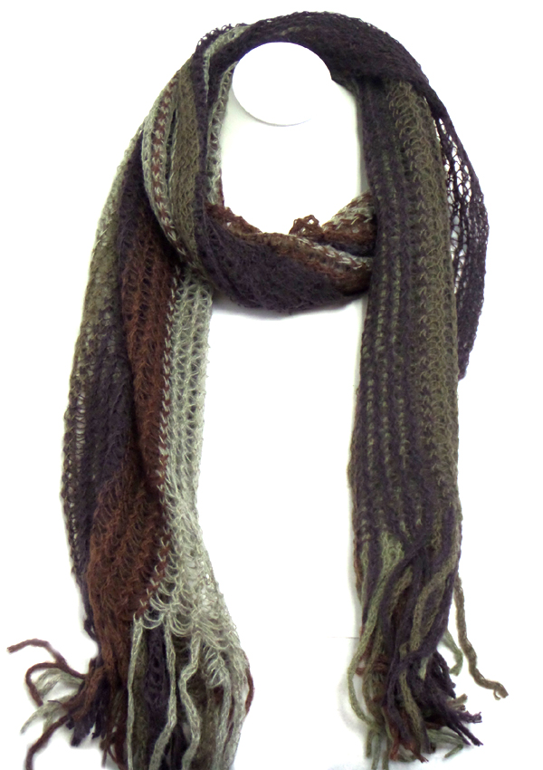 Multi color crochet winter scarf