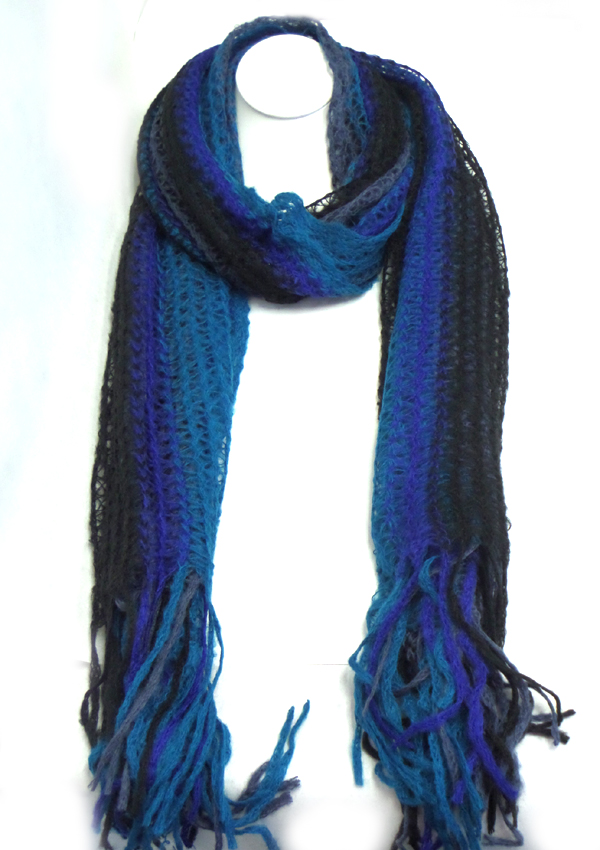 Multi color crochet winter scarf