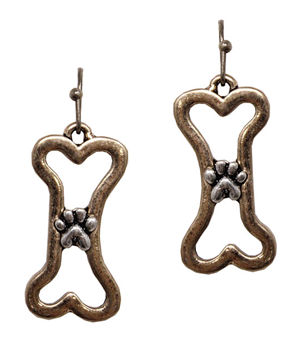 Paw print and bone earring