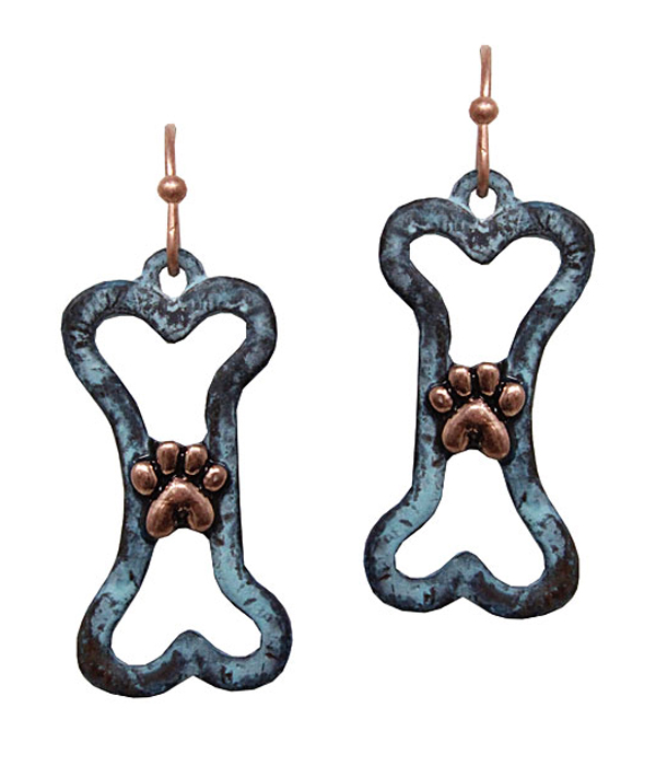 Paw print and bone earring