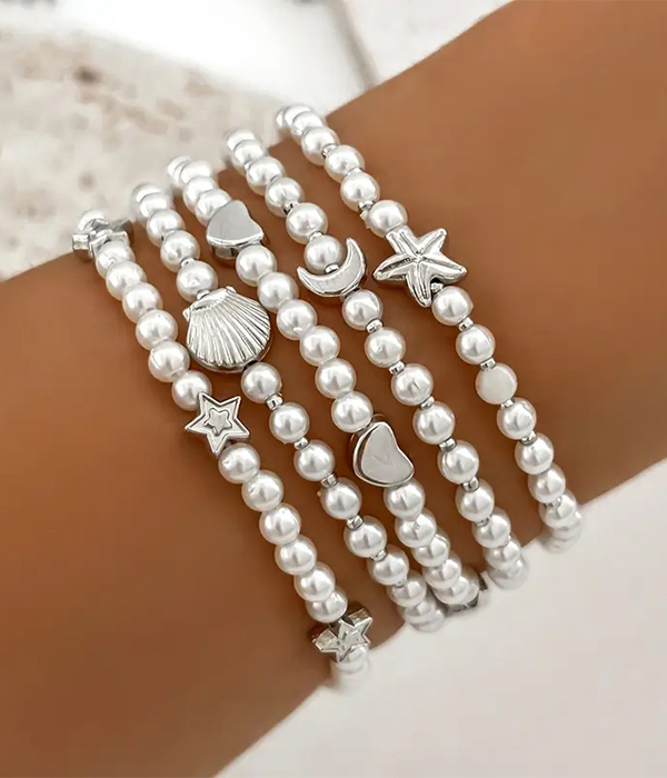 Sealife theme 5 stretch bracelet set