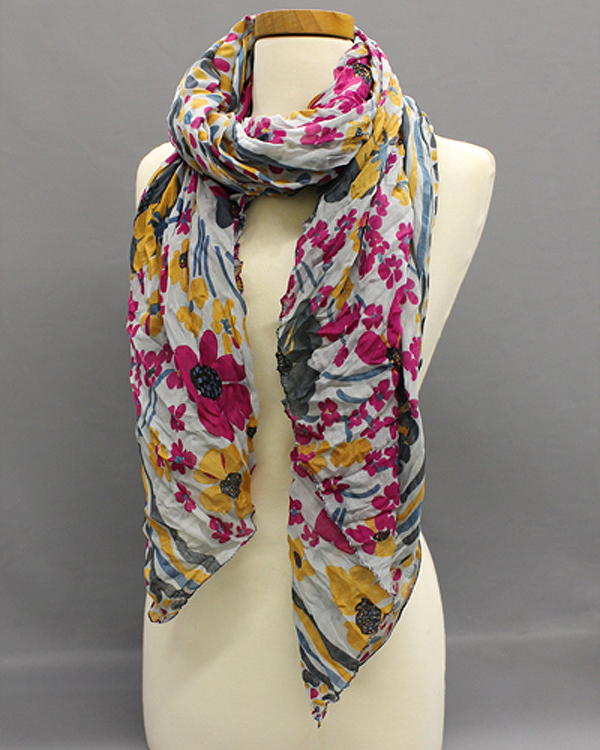 100% polyester floral dotted scarf