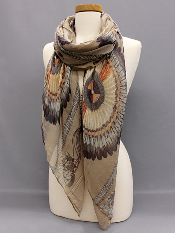 100% polyester featherly flower pattern scarf