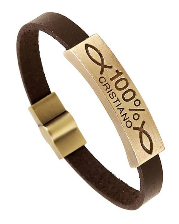 Pulseira inspired unisex or mens leather magnetic bracelet - 100% cristiano
