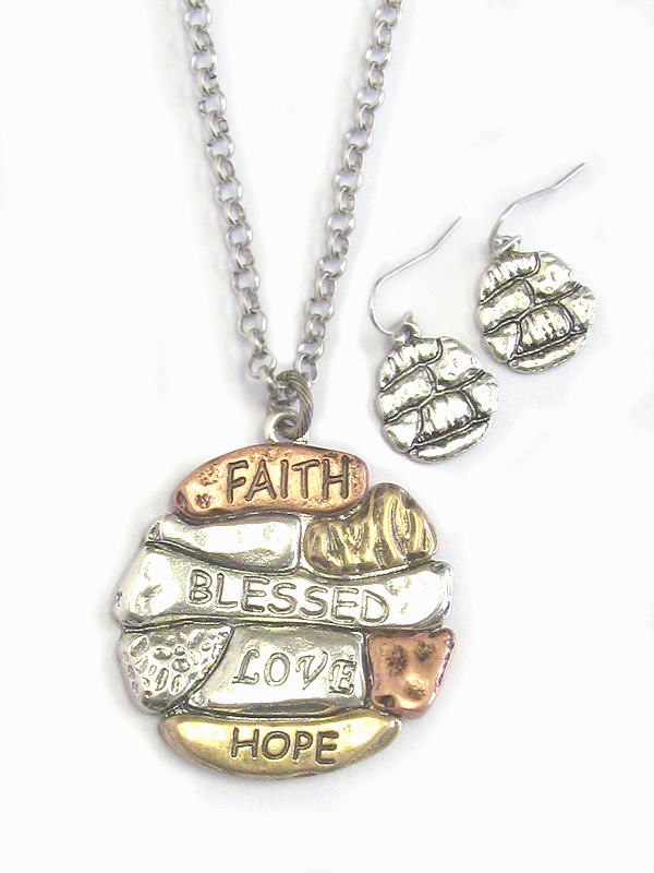 Religious inspiration pendant necklace set