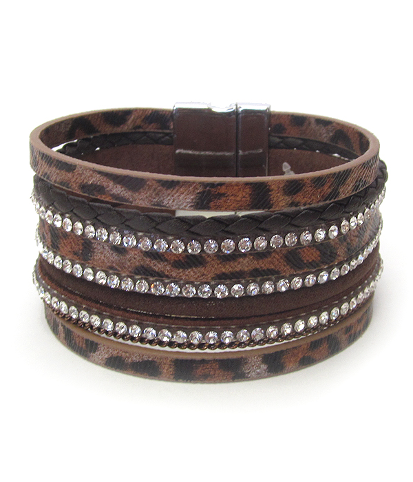 ANIMAL FUR AND LEATHER MULTI LAYER MAGNETIC BRACELET