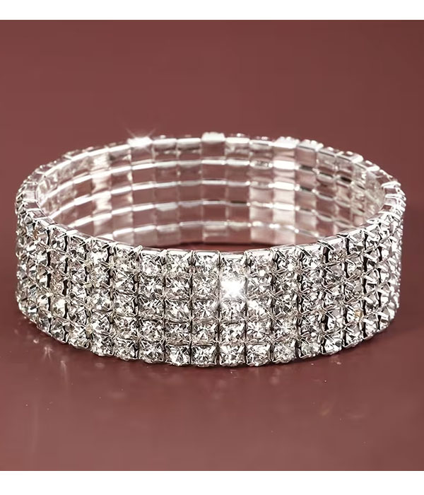 Rhinestone 5 row stretch bracelet