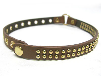Metal stud leather band bracelet
