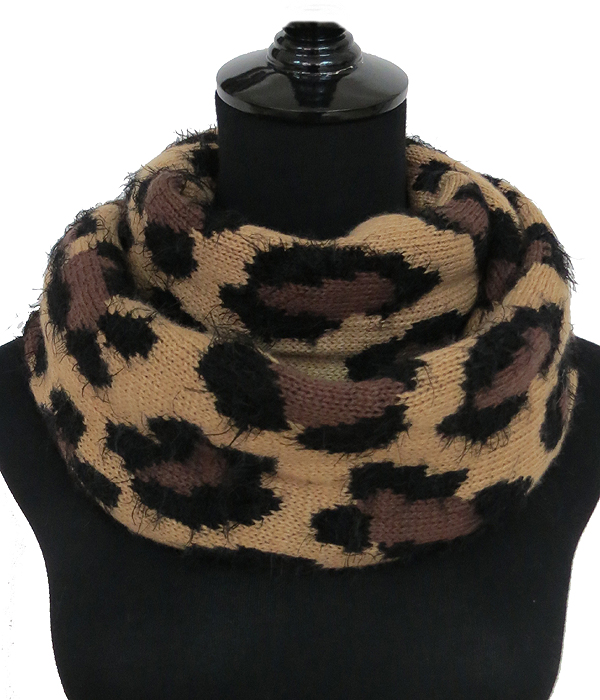 Leopard winter infinity scarf