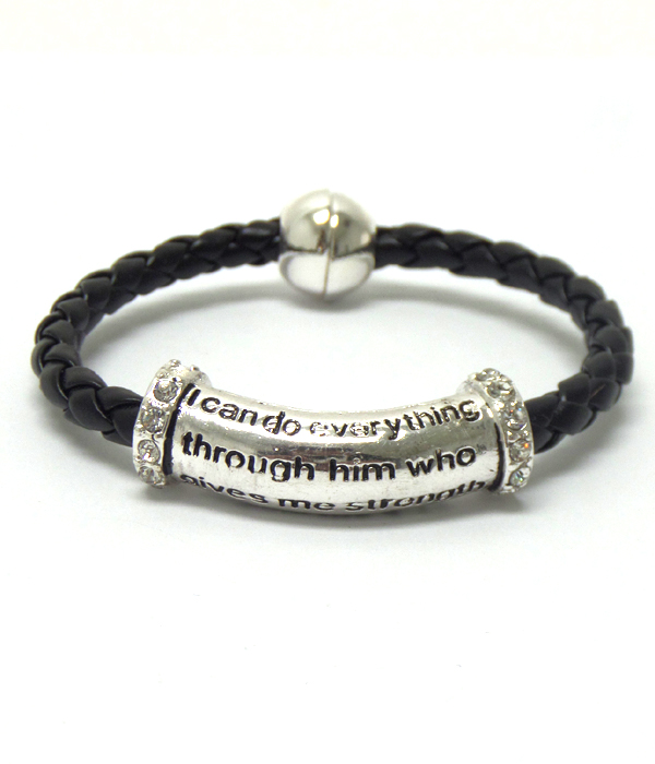 Message metal tube and braided cord and magnetic band bracelet