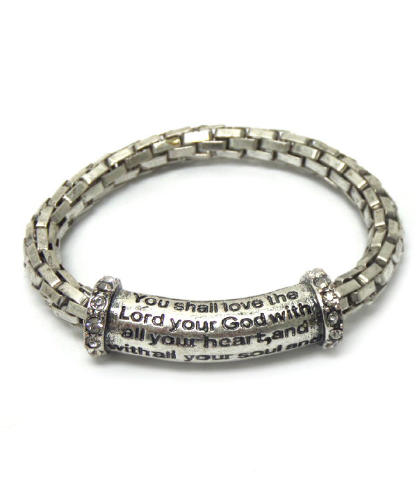 Message metal tube and strethc snake chain bracelet