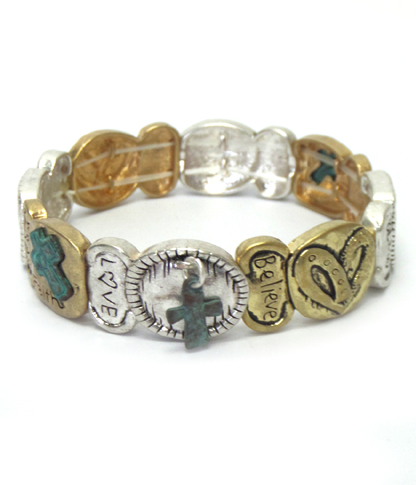 Inspirational theme metal bracelet