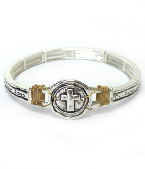 Metal with rustic wire message bracelet