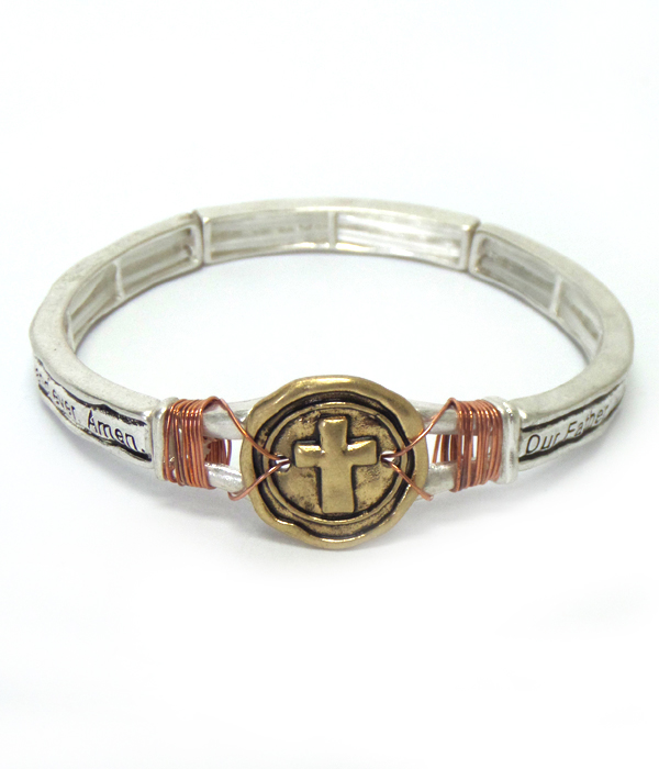 Metal with rustic wire message bracelet