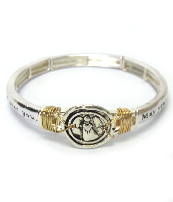 Metal with rustic wire message bracelet