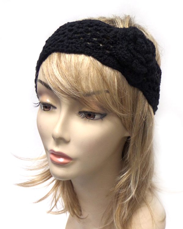 Flower crochet headband warmer