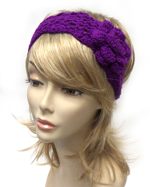 Flower crochet headband warmer