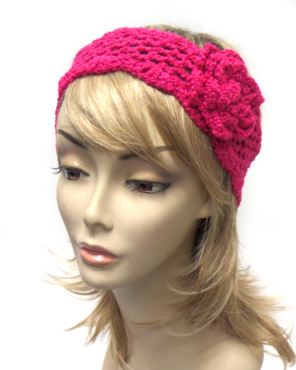 Flower crochet headband warmer