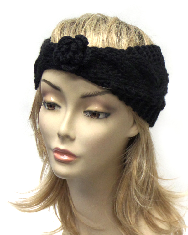 Thick crochet flower headband warmer