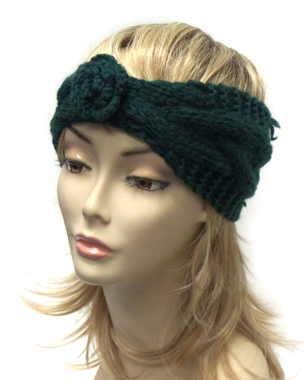 Thick crochet flower headband warmer