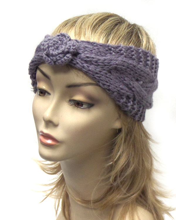 Thick crochet flower headband warmer