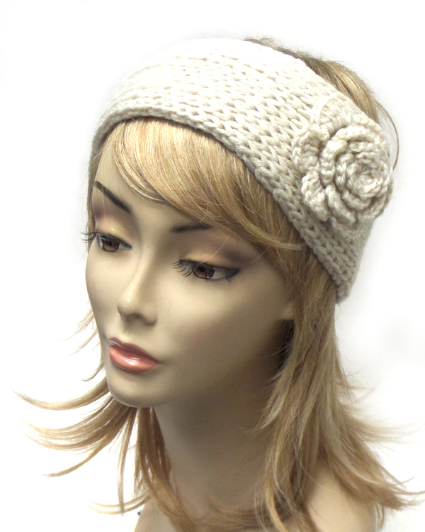 Flower button crochet headband 