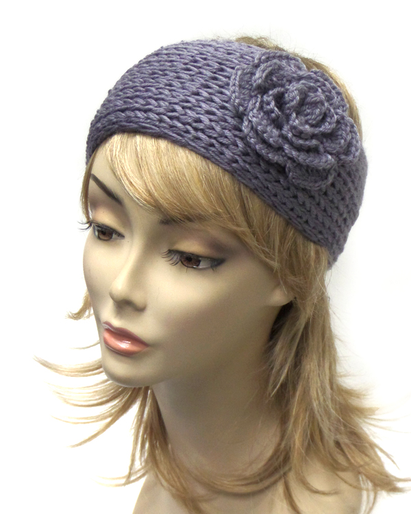 Flower button crochet headband