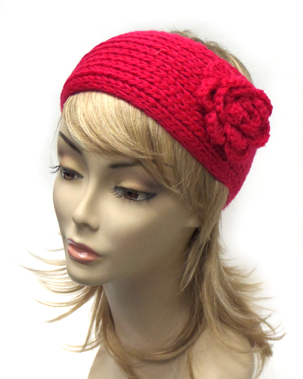 Flower button crochet headband 