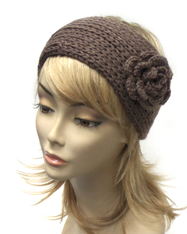 Flower button crochet headband