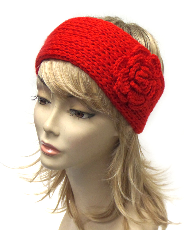 Flower button crochet headband 