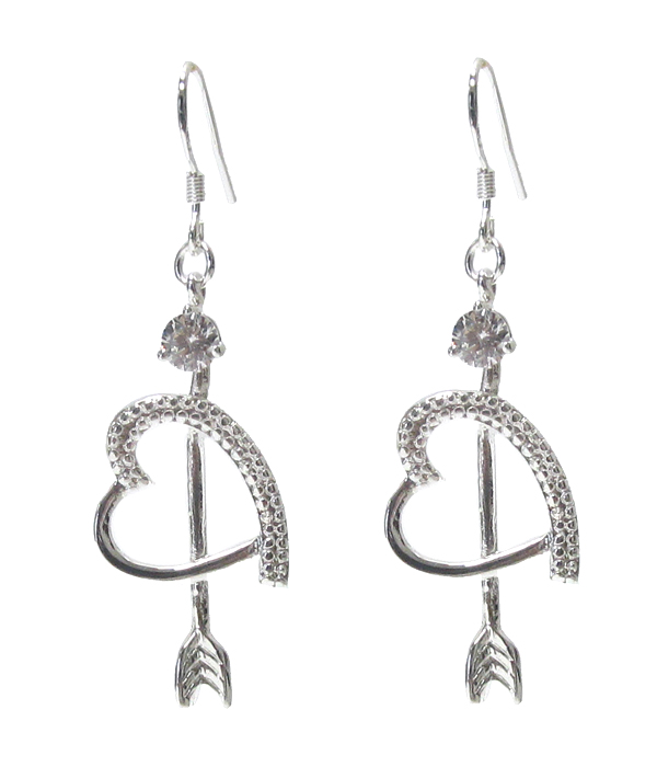 925 sterling silver plating heart and arrow earring -valentine