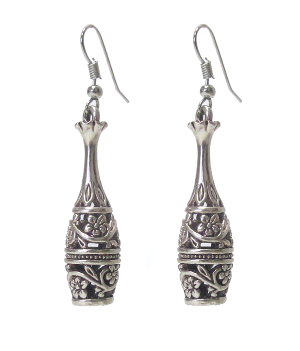 Vintage tibetan silver filigree bottle earring